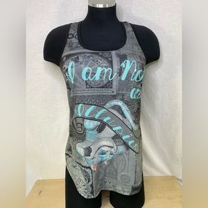 Cheshire Cat Tank Top Gray Size S Disney Alice Through The Looking Glass